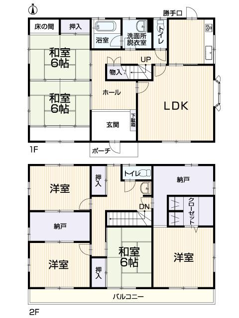 Floor plan. 19,800,000 yen, 6LDK + 2S (storeroom), Land area 248.43 sq m , Building area 162.5 sq m
