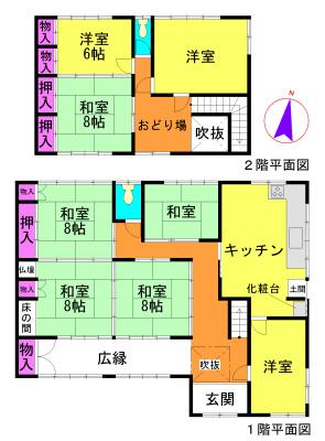 Floor plan. 12.7 million yen, 8DK, Land area 433.05 sq m , Building area 195.39 sq m