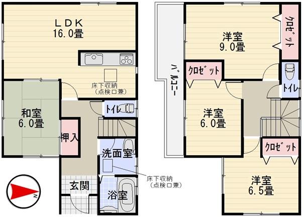 Floor plan. 20.8 million yen, 4LDK, Land area 144.24 sq m , Building area 104.34 sq m
