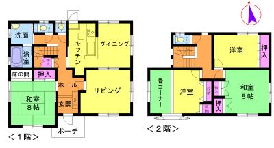 Floor plan. 16.8 million yen, 4LDK, Land area 247.25 sq m , Building area 128.82 sq m