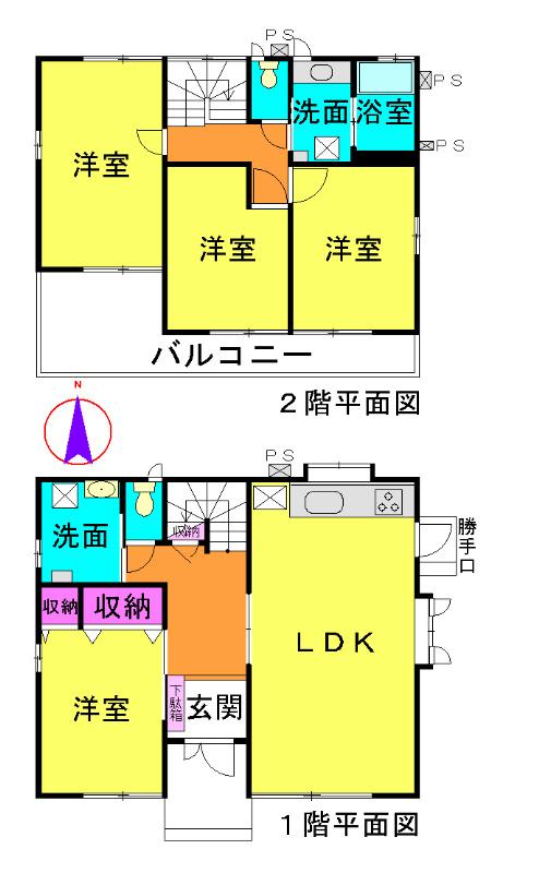 Floor plan. 16 million yen, 4LDK, Land area 134.77 sq m , Building area 109 sq m