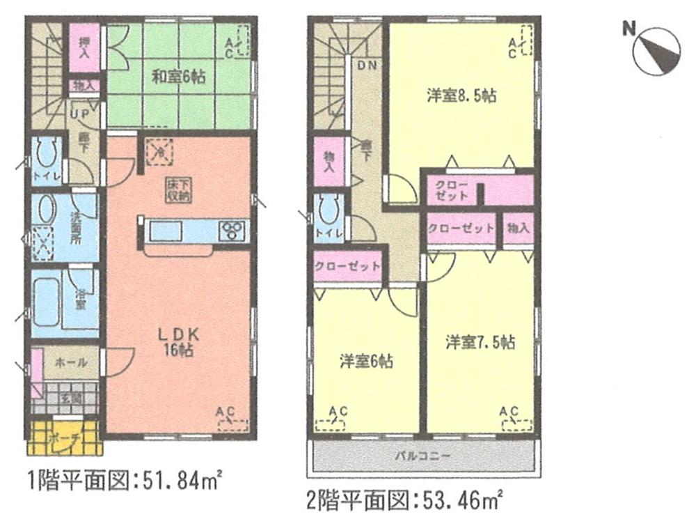 Floor plan. (Building 2), Price 19.9 million yen, 4LDK, Land area 282.39 sq m , Building area 105.3 sq m