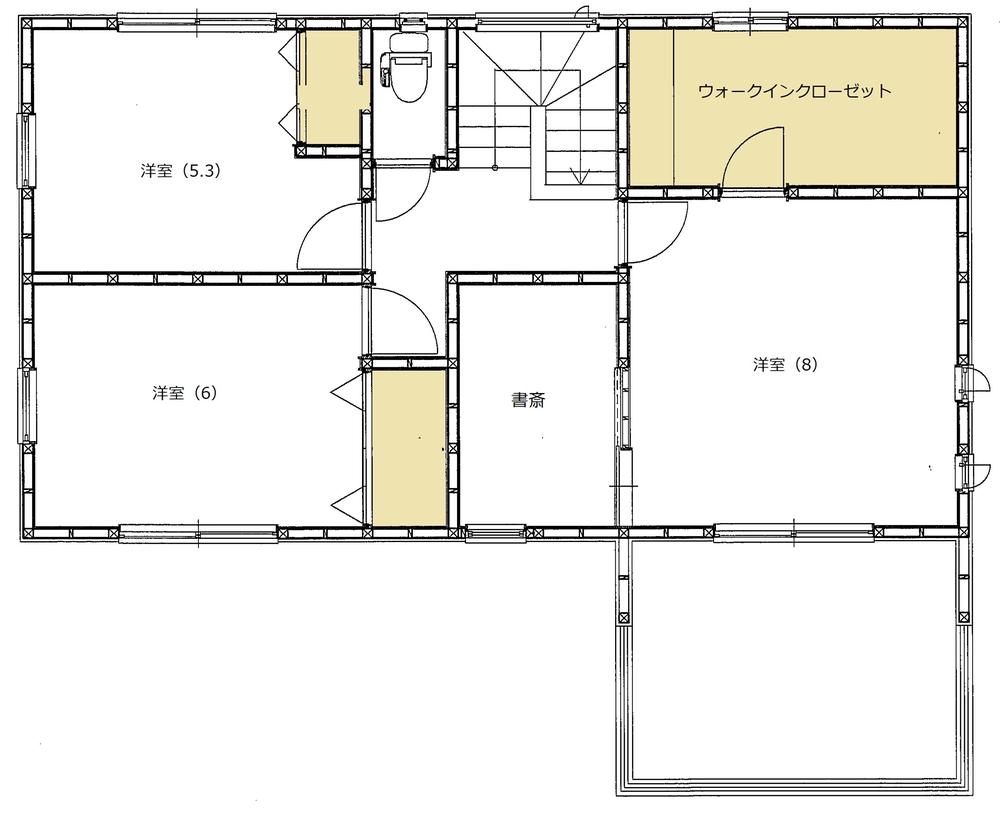 Building plan example (Perth ・ Introspection). It is next to the main bedroom of storage space and three quires of large capacity study is as a space of private relaxation. 