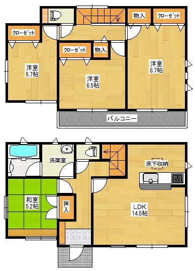 Floor plan. 18.9 million yen, 4LDK, Land area 223.39 sq m , Building area 98 sq m