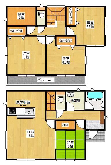 Floor plan. 19.9 million yen, 4LDK + S (storeroom), Land area 222.53 sq m , Building area 102.87 sq m