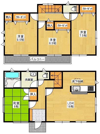 Floor plan. 19.9 million yen, 4LDK, Land area 223.26 sq m , Building area 103.68 sq m