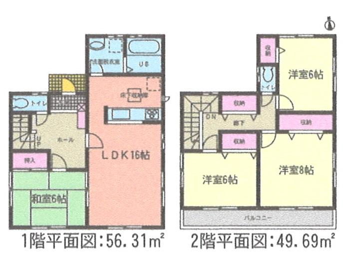 Floor plan. (3 Building), Price 24,800,000 yen, 4LDK, Land area 166.68 sq m , Building area 106 sq m