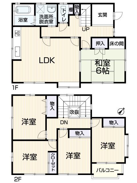 Floor plan. 12.8 million yen, 5LDK, Land area 170 sq m , Building area 105.16 sq m