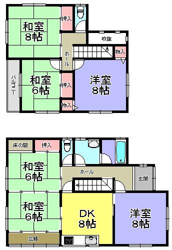 Floor plan. 13.8 million yen, 6DK, Land area 188.5 sq m , Building area 121.72 sq m