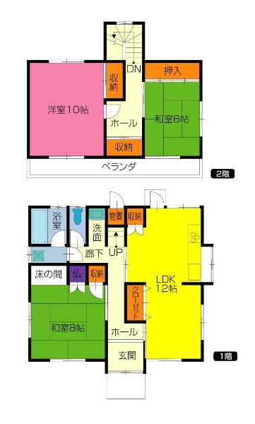 Floor plan. 13.5 million yen, 3LDK, Land area 170.59 sq m , It is a building area of ​​101.28 sq m 3LDK.