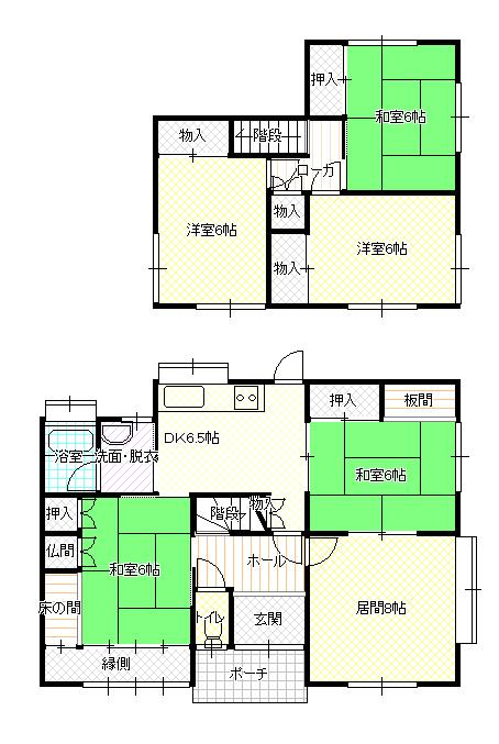 Floor plan. 6 million yen, 6DK, Land area 229.41 sq m , Building area 107.64 sq m