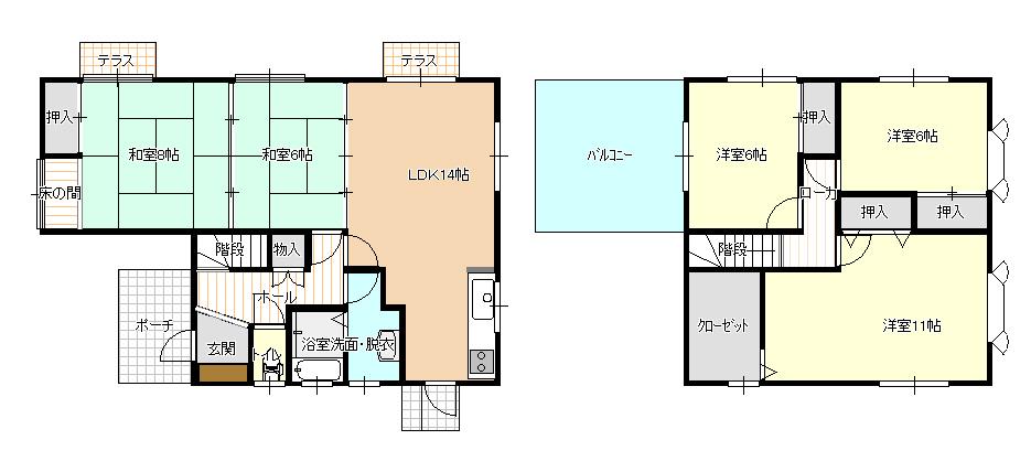 Floor plan. 14.5 million yen, 5LDK, Land area 192.65 sq m , Building area 121.87 sq m