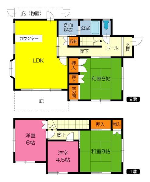 Floor plan. 14.2 million yen, 4LDK, Land area 166.43 sq m , It is a building area of ​​98.52 sq m 4LDK.