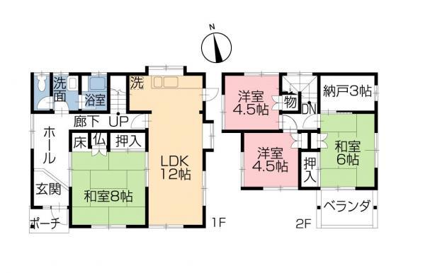 Floor plan. 7,990,000 yen, 4LDK, Land area 216.43 sq m , It is a building area of ​​95.22 sq m 4LDK + S.