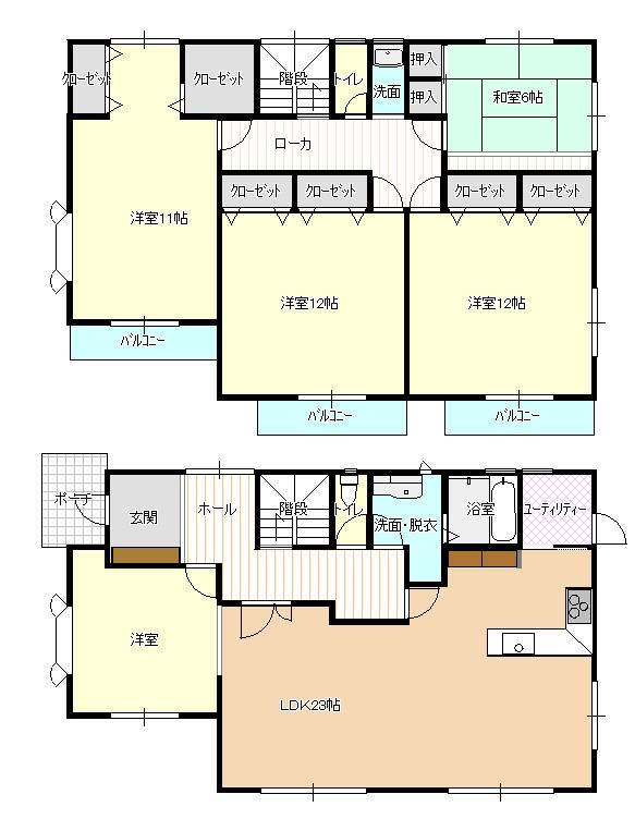 Floor plan. 14.5 million yen, 5LDK, Land area 204.33 sq m , Building area 196.28 sq m