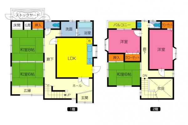 Floor plan. 14.8 million yen, 5LDK, Land area 193.59 sq m , Building area 126.49 sq m 5LDK!