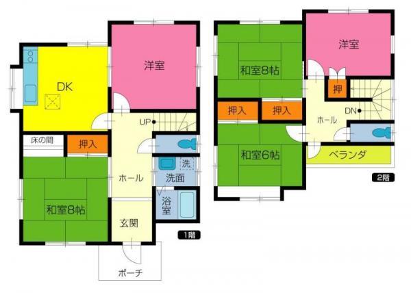 Floor plan. 11 million yen, 5DK, Land area 190.02 sq m , It is a building area of ​​105.96 sq m 5DK.