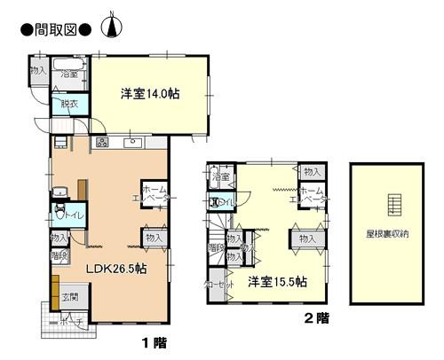 Floor plan. 21,800,000 yen, 2LDK, Land area 228.34 sq m , Building area 128.84 sq m floor plan