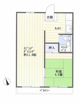 Floor plan. 1LDK, Price 2.5 million yen, Footprint 37.1 sq m