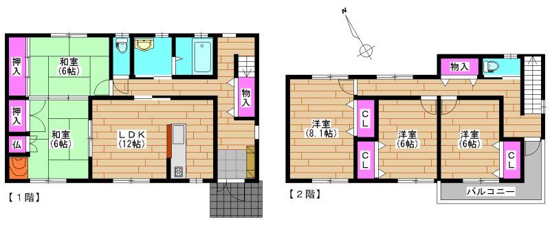 Floor plan. 13.5 million yen, 5LDK, Land area 207.14 sq m , Building area 121.73 sq m