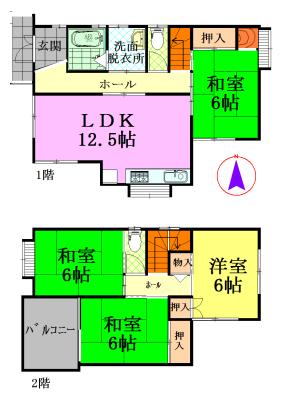 Floor plan. 10.8 million yen, 4LDK, Land area 119.1 sq m , Building area 88.29 sq m