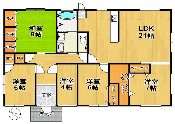 Floor plan. 33 million yen, 5LDK, Land area 394.75 sq m , Building area 119.24 sq m floor plan is an easy-to-use 5LDK.