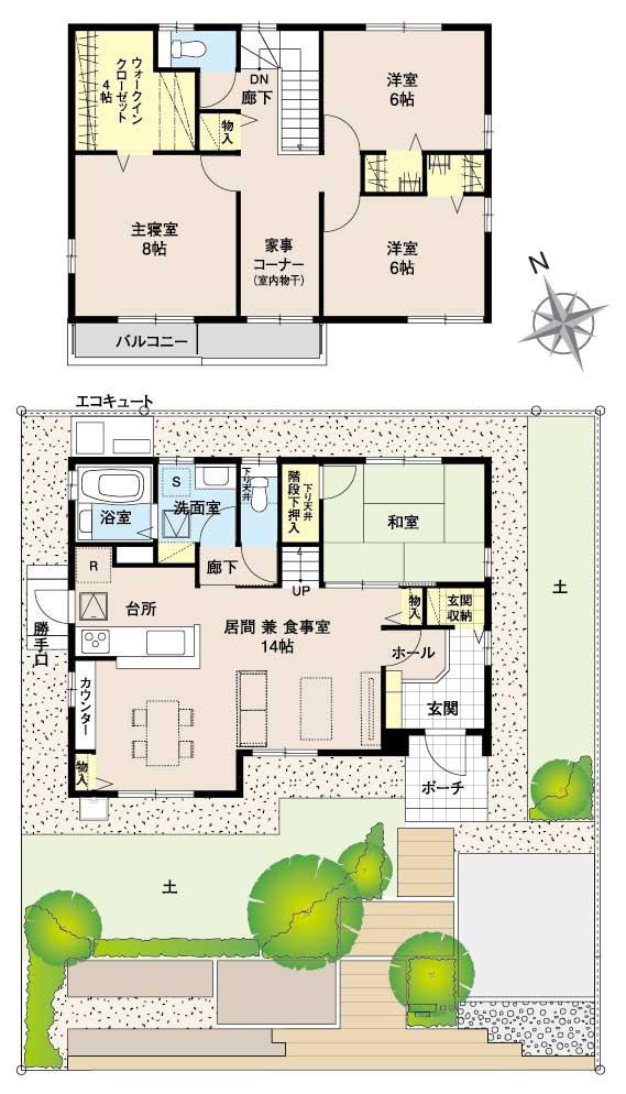 Floor plan.  [No. 2 place] So we have drawn on the basis of the Plan view] drawings, Plan and the outer structure ・ Planting, such as might actually differ slightly from.  Also, Furniture is not included in the price. 