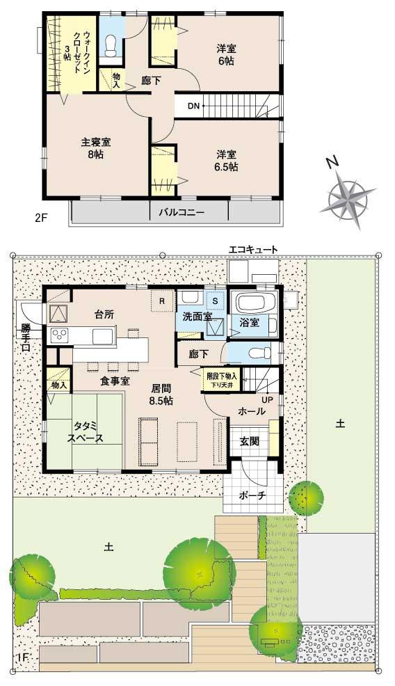 Floor plan.  [No. 4 place] So we have drawn on the basis of the Plan view] drawings, Plan and the outer structure ・ Planting, such as might actually differ slightly from.  Also, Furniture is not included in the price. 