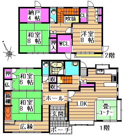 Floor plan. 20.8 million yen, 4LDK+S, Land area 203.57 sq m , Building area 153.51 sq m