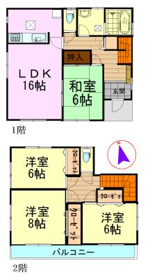 Floor plan. 20.8 million yen, 4LDK, Land area 208.66 sq m , Building area 104.34 sq m
