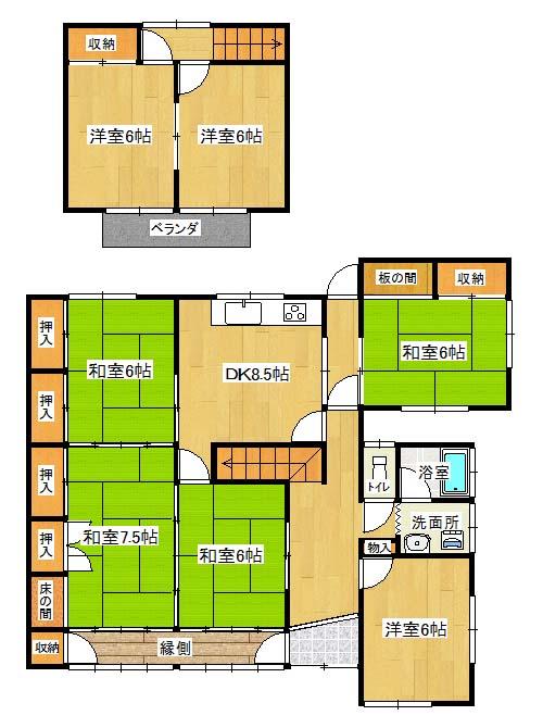 Floor plan. 17 million yen, 8DK, Land area 268.51 sq m , Building area 114.27 sq m