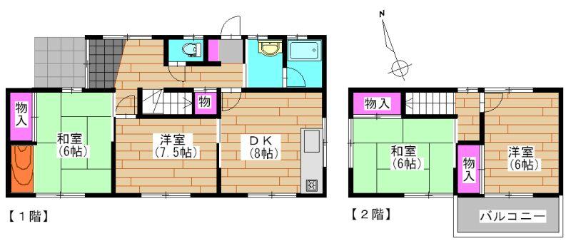 Floor plan. 6.8 million yen, 4DK, Land area 185 sq m , Building area 81.14 sq m