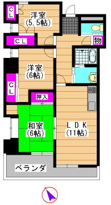 Floor plan. 3LDK, Price 6.26 million yen, Occupied area 64.79 sq m , Balcony area 4.5 sq m
