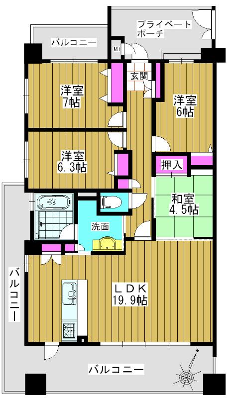 Floor plan. 4LDK, Price 22,800,000 yen, Occupied area 95.45 sq m
