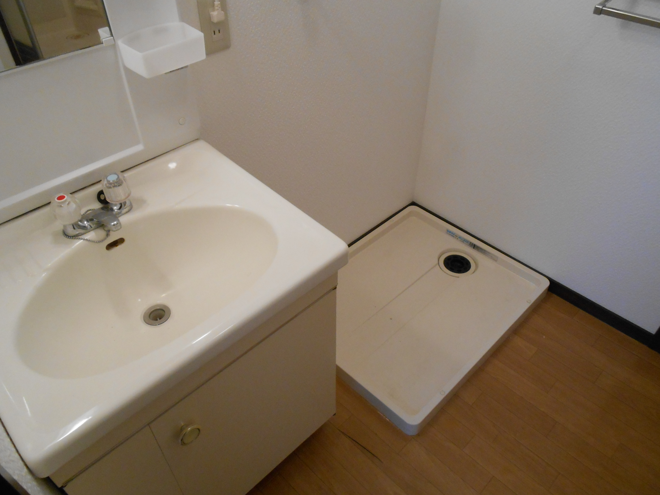 Washroom. Wash basin and washing machine Storage
