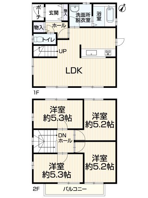 Floor plan. 16.8 million yen, 4LDK, Land area 136.16 sq m , Building area 79.9 sq m