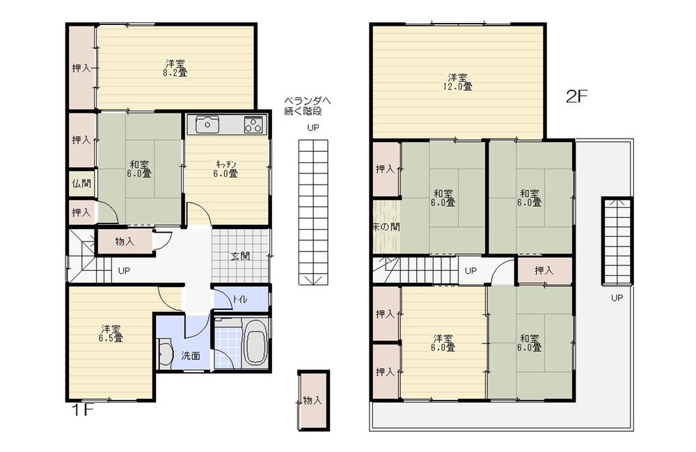 Floor plan. 6.5 million yen, 8DK, Land area 142.31 sq m , Building area 141.07 sq m