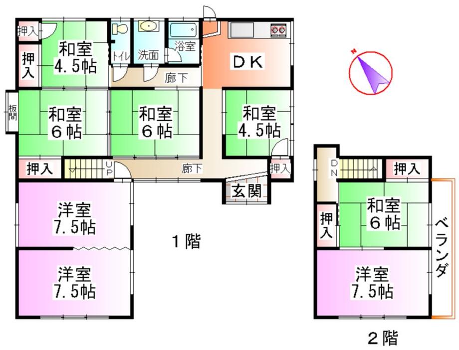 Floor plan. 5 million yen, 8DK, Land area 182.7 sq m , Building area 125.03 sq m