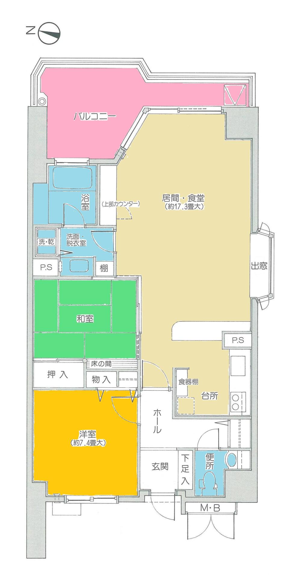 Floor plan. 2LDK, Price 7.8 million yen, Footprint 81.7 sq m , Balcony area 14.06 sq m