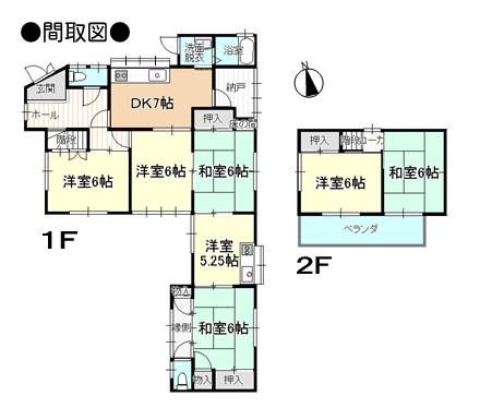 Floor plan. 12.8 million yen, 7DK + S (storeroom), Land area 190.34 sq m , Building area 105.31 sq m floor plan