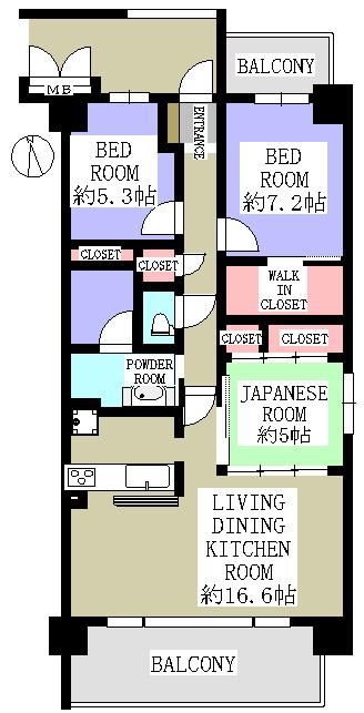 Floor plan. 3LDK + S (storeroom), Price 30,800,000 yen, Footprint 80.4 sq m , Balcony area 15.72 sq m