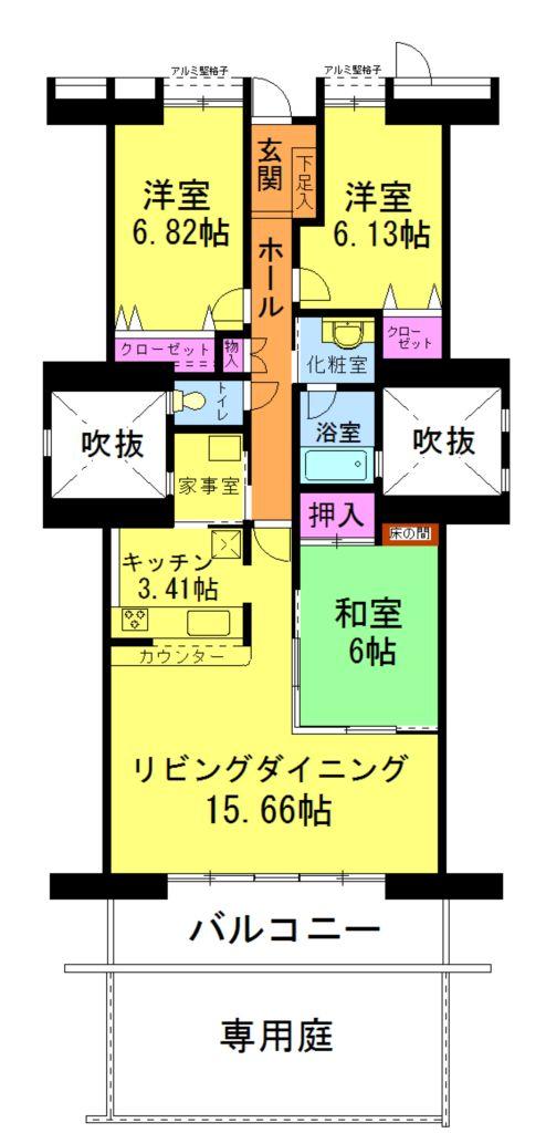 Floor plan. 3LDK, Price 17,900,000 yen, Occupied area 85.59 sq m , Balcony area 22.06 sq m
