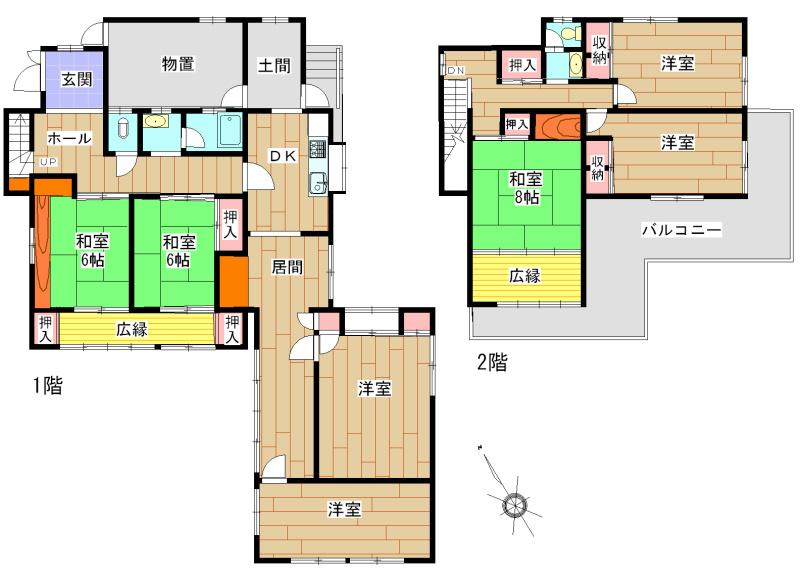 Floor plan. 11.8 million yen, 7LDK+S, Land area 224.7 sq m , Building area 168.28 sq m