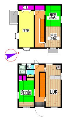 Floor plan. 9.8 million yen, 4LDK, Land area 233.04 sq m , Building area 109.3 sq m