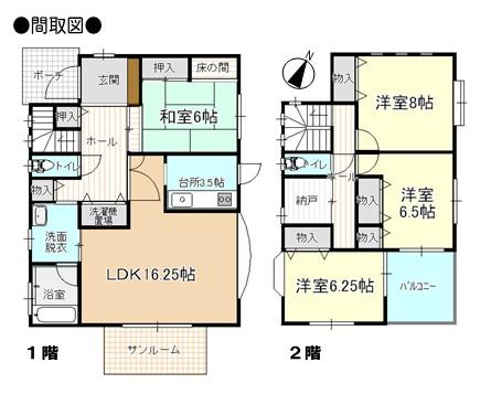 Floor plan. 19.5 million yen, 4LDK, Land area 198.63 sq m , Building area 130.84 sq m floor plan