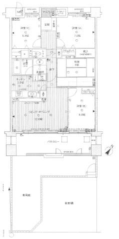Floor plan. 4LDK, Price 21.5 million yen, Occupied area 86.23 sq m , Balcony area 15.6 sq m