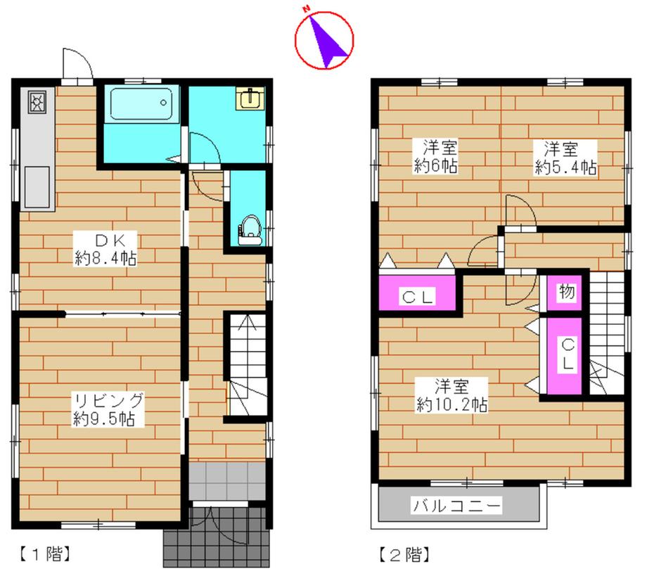 Floor plan. 9.8 million yen, 3LDK, Land area 144.46 sq m , Building area 98 sq m