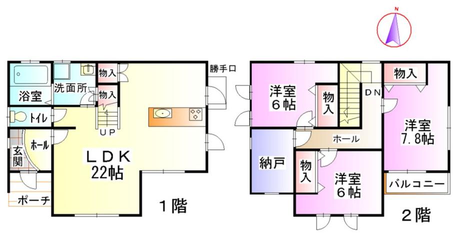 Floor plan. 17.5 million yen, 3LDK, Land area 192.82 sq m , Building area 108 sq m