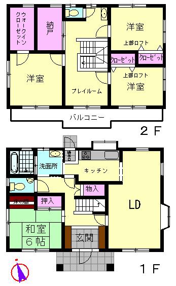 Floor plan. 24,800,000 yen, 4LDK+S, Land area 185.63 sq m , Building area 136.5 sq m