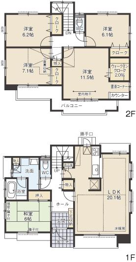 Floor plan. (B Building), Price 31.5 million yen, 5LDK, Land area 206.51 sq m , Building area 133.85 sq m
